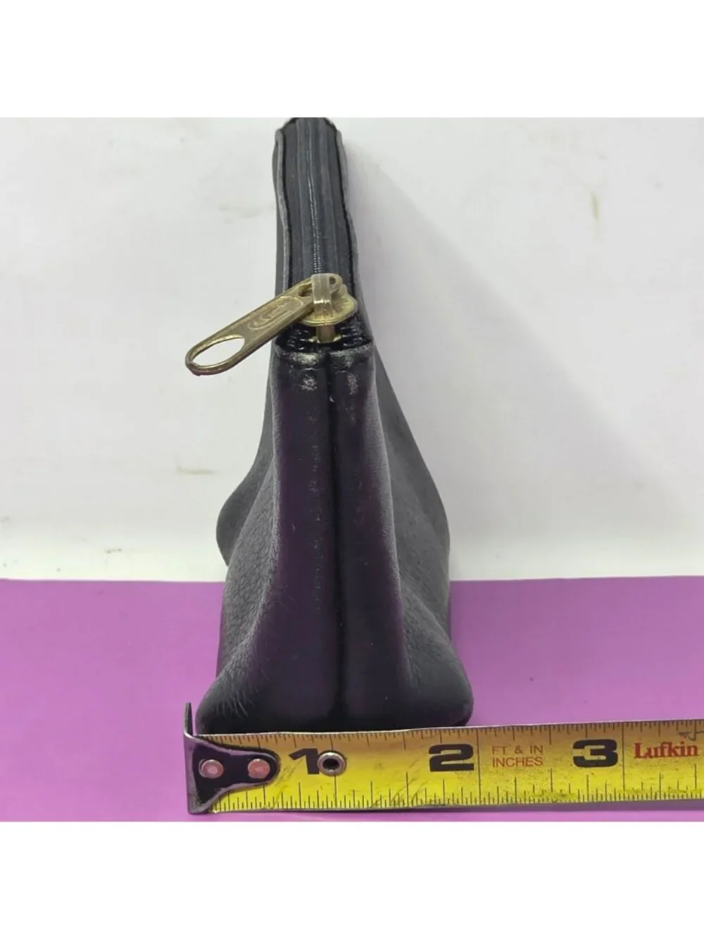 Vintage Hobo International Black Leather Zippered‎ Pouch Made In Colombia